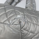 CHANEL Cococoon Tote Bag Coated Canvas Silver CC Auth bs33124-10