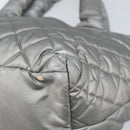 CHANEL Cococoon Tote Bag Coated Canvas Silver CC Auth bs33124-12