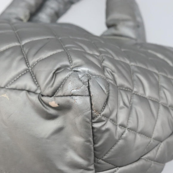 CHANEL Cococoon Tote Bag Coated Canvas Silver CC Auth bs33124