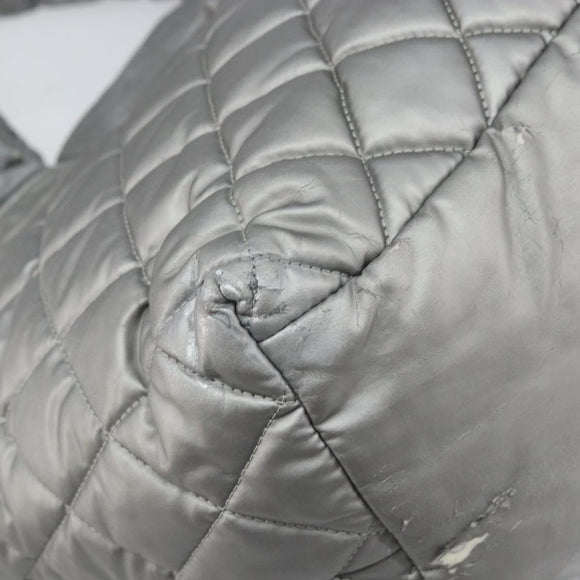CHANEL Cococoon Tote Bag Coated Canvas Silver CC Auth bs33124