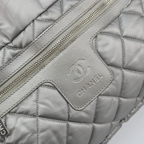 CHANEL Cococoon Tote Bag Coated Canvas Silver CC Auth bs33124