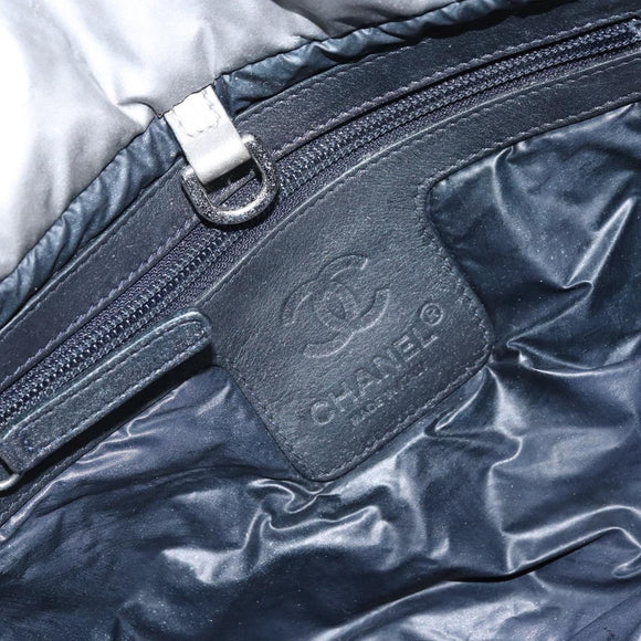 CHANEL Cococoon Tote Bag Coated Canvas Silver CC Auth bs33124