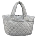CHANEL Cococoon Tote Bag Coated Canvas Silver CC Auth bs33124-3