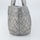 CHANEL Cococoon Tote Bag Coated Canvas Silver CC Auth bs33124-4