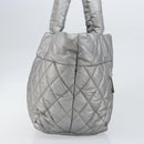 CHANEL Cococoon Tote Bag Coated Canvas Silver CC Auth bs33124-5