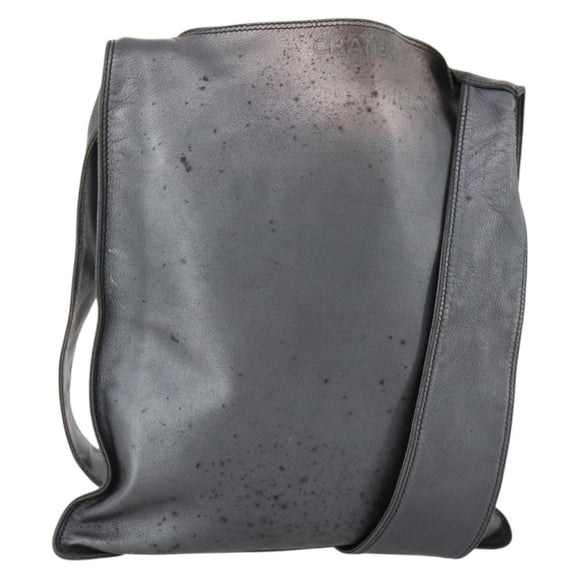 CHANEL Shoulder Bag Leather Gunmetal CC Auth bs33125
