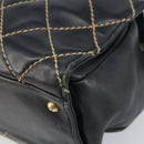 CHANEL Hand Bag Leather Black Gold CC Auth bs33126-9