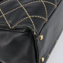 CHANEL Hand Bag Leather Black Gold CC Auth bs33126-14