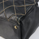 CHANEL Hand Bag Leather Black Gold CC Auth bs33126-15