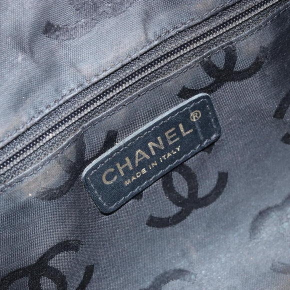 CHANEL Hand Bag Leather Black Gold CC Auth bs33126