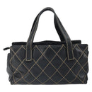 CHANEL Hand Bag Leather Black Gold CC Auth bs33126-2