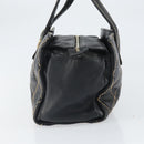 CHANEL Hand Bag Leather Black Gold CC Auth bs33126-4
