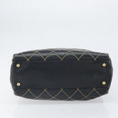 CHANEL Hand Bag Leather Black Gold CC Auth bs33126-5