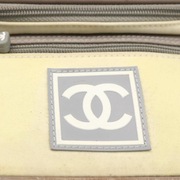 CHANEL Backpack Nylon Silver White CC Auth bs33128