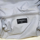 CHANEL Backpack Nylon Silver White CC Auth bs33128-21
