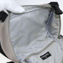 CHANEL Backpack Nylon Silver White CC Auth bs33128-24