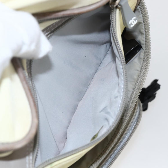 CHANEL Backpack Nylon Silver White CC Auth bs33128