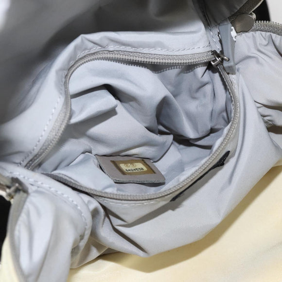 CHANEL Backpack Nylon Silver White CC Auth bs33128