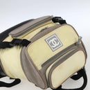 CHANEL Backpack Nylon Silver White CC Auth bs33128-6