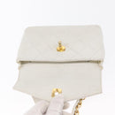 CHANEL Gürteltasche Lammleder Gold Weiß CC Auth bs33133-10