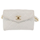 CHANEL Gürteltasche Lammleder Gold Weiß CC Auth bs33133-13
