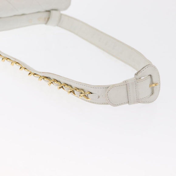 CHANEL Gürteltasche Lammleder Gold Weiß CC Auth bs33133