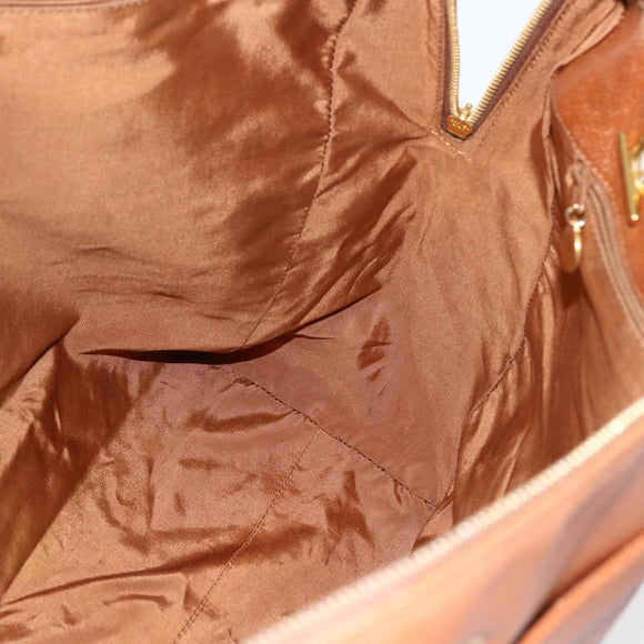 CHANEL Tote Bag Caviar Skin Brown Gold CC Auth bs33137