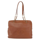 CHANEL Tote Bag Caviar Skin Brown Gold CC Auth bs33137-13