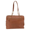CHANEL Tote Bag Caviar Skin Brown Gold CC Auth bs33137-2