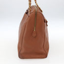 CHANEL Tote Bag Caviar Skin Brown Gold CC Auth bs33137-4