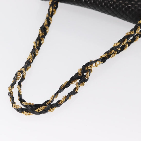 BALLY Chain Shoulder Bag Patent leather Black Gold Auth bs33141