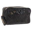CHANEL Clutch Bag Patent leather Gold Black CC Auth bs33144-1