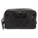 CHANEL Clutch Bag Patent leather Gold Black CC Auth bs33144-13