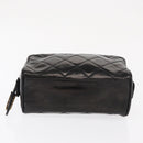 CHANEL Clutch Bag Patent leather Gold Black CC Auth bs33144-6