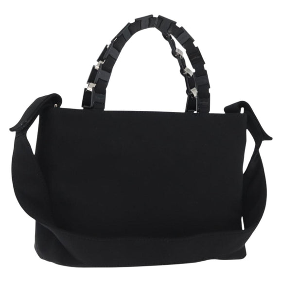 Salvatore Ferragamo Hand Bag Canvas 2way Black Auth bs33146