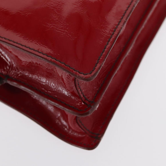 Miu Miu Hand Bag Patent leather Red Silver Auth bs33162