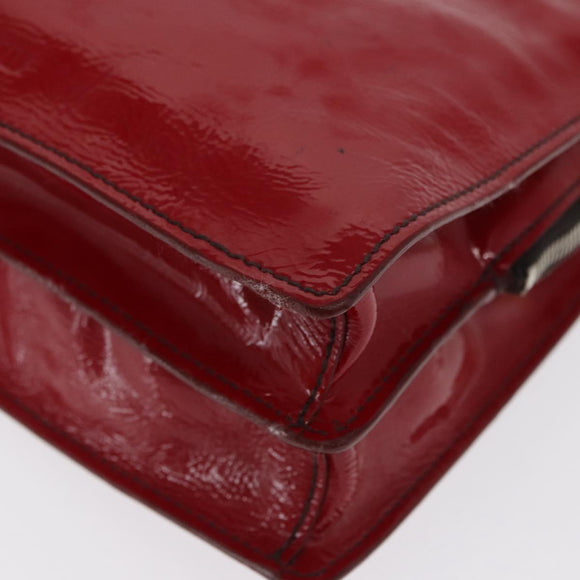 Miu Miu Hand Bag Patent leather Red Silver Auth bs33162