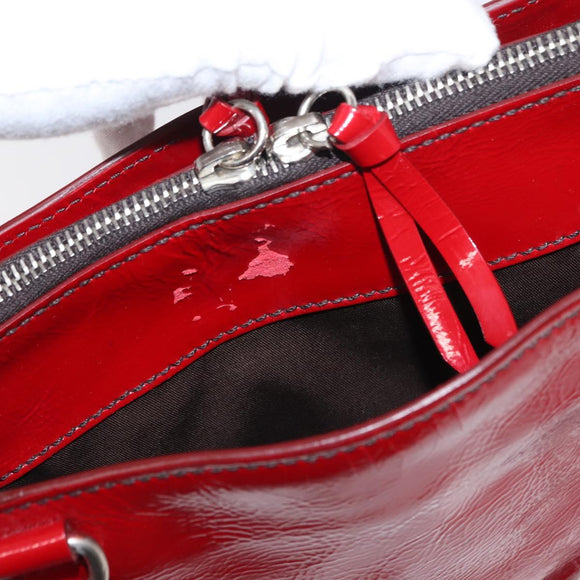 Miu Miu Hand Bag Patent leather Red Silver Auth bs33162