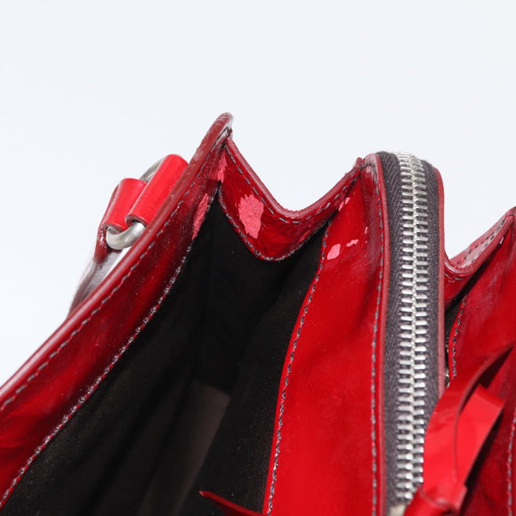 Miu Miu Hand Bag Patent leather Red Silver Auth bs33162