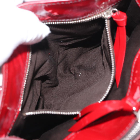 Miu Miu Hand Bag Patent leather Red Silver Auth bs33162