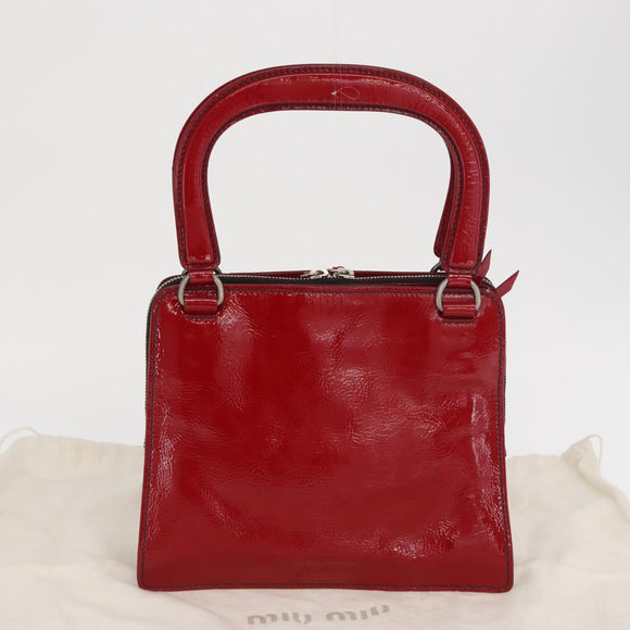 Miu Miu Hand Bag Patent leather Red Silver Auth bs33162
