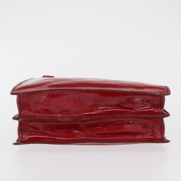 Miu Miu Hand Bag Patent leather Red Silver Auth bs33162