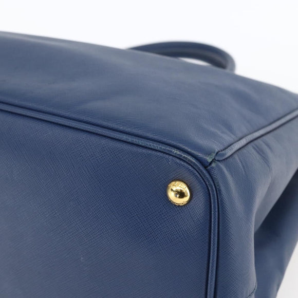 PRADA Handtasche Saffiano Leder Blau Gold Original bs33165