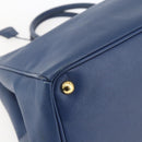PRADA Handtasche Saffiano Leder Blau Gold Original bs33165-14
