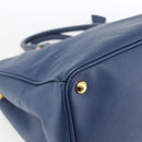 PRADA Handtasche Saffiano Leder Blau Gold Original bs33165-16