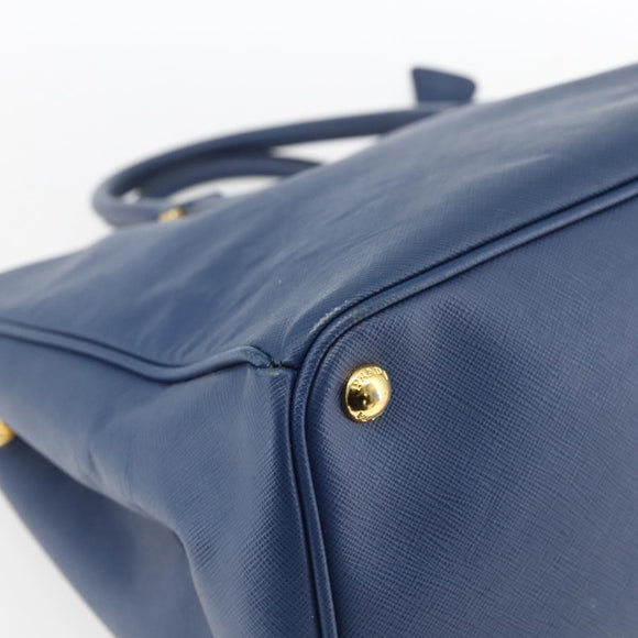 PRADA Handtasche Saffiano Leder Blau Gold Original bs33165