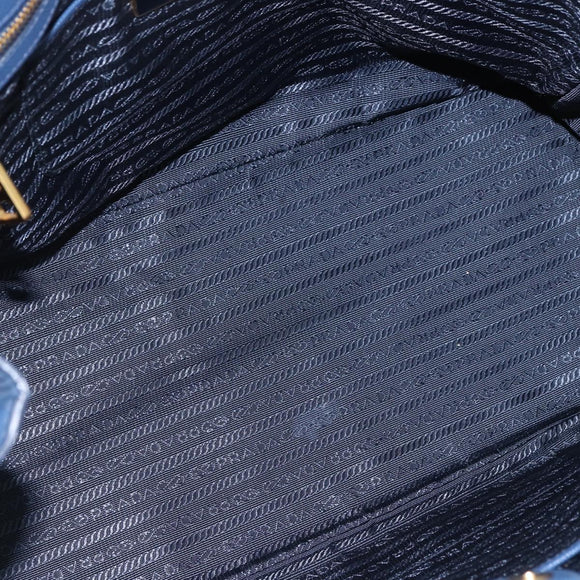 PRADA Handtasche Saffiano Leder Blau Gold Original bs33165