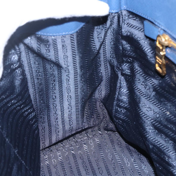 PRADA Handtasche Saffiano Leder Blau Gold Original bs33165