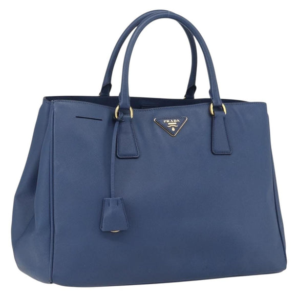 PRADA Handtasche Saffiano Leder Blau Gold Original bs33165
