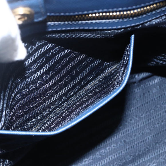 PRADA Handtasche Saffiano Leder Blau Gold Original bs33165